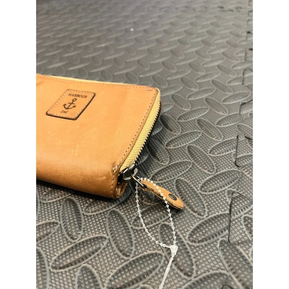 Harbour 2nd Wallet Womens OS Tan Leather Woven Zip Bifold Anchor Logo